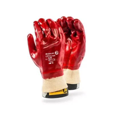 PVC Gloves Short With Knitted Wrist